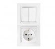 Bylectrica Блок 2 выключателя + розетка с заземляющим контактом СУ, серия УЮТ, 2В-РЦ-730
