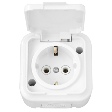 Фотография товара 'Bylectrica Розетка 1-местная ОУ с заземляющим контактом IP54, серия ПРАЛЕСКА АКВА, РА16-297'