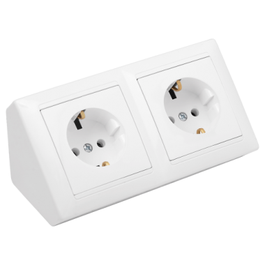 Фотография товара 'Bylectrica Блок угловой 2 розетки с заземляющим контактом, серия СТИЛЬ, РА16-752'