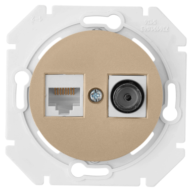 Фотография товара 'Bylectrica Механизм компьютерной розетки +ТВ, СУ, серия ПРОВАНС, ТК-6351 шампань'
