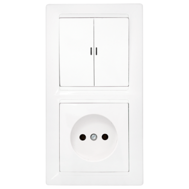 Фотография товара 'Bylectrica Блок (2 выключателя + розетка) СУ с подсветкой, серия СТИЛЬ, 2В-РЦ-699'