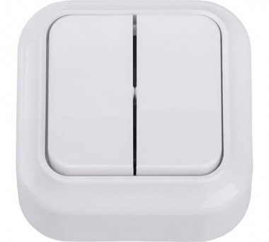 Фотография товара 'Bylectrica Выключатель 2-клавишный, открытая установка 6А, А56-2112'