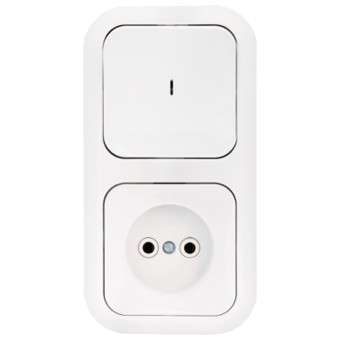 Фотография товара 'Bylectrica Блок 1 выключатель + розетка скрытой установки с подсветкой, серия ГАРМОНИЯ, В-РЦ-669'