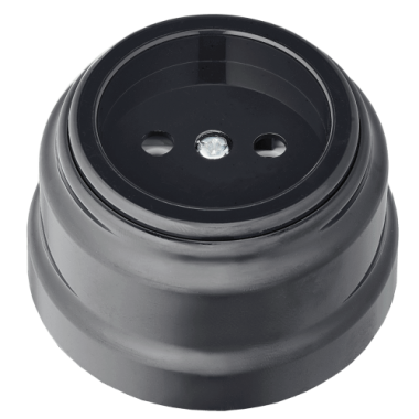 Фотография товара 'Bylectrica Розетка 1-местная без заземляющего контакта 16А ОУ, серия РЕТРО, РА16-0201 черный'