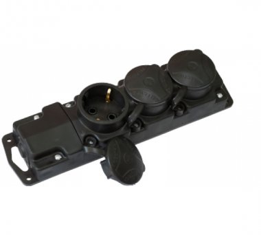 Фотография товара 'Bylectrica Штепсельная переносная розетка 3-местная с заз.конт. шторки каучук IP44, Р16-766'