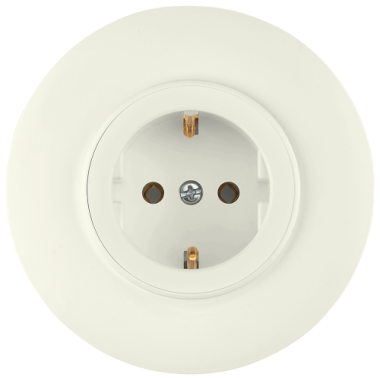 Фотография товара 'Bylectrica Розетка 1-местная СУ с заземляющим контактом (92 мм), серия ПРОВАНС круг, РС16-0402 бежевый'