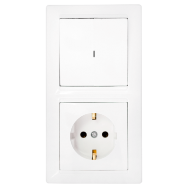 Фотография товара 'Bylectrica Блок (1 выключатель + розетка с заземляющим контактом) СУ с подсветкой, серия СТИЛЬ, В-РЦ-701'