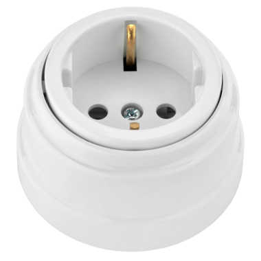 Фотография товара 'Bylectrica Розетка 1-местная с заземляющим контактом 16А ОУ, серия РЕТРО, РА16-0202'