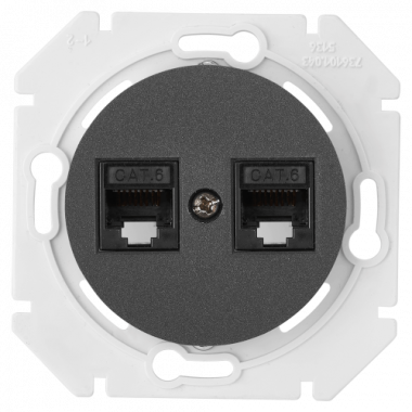 Фотография товара 'Bylectrica Механизм компьютерной розетки 2-местной кат 6е, СУ, серия ПРОВАНС, РК216-6312 графит'