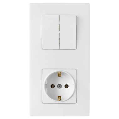 Фотография товара 'Bylectrica Блок 2 выключателя + розетка с заземляющим контактом СУ, серия МАСТЕР, 2В-РЦ-7022'