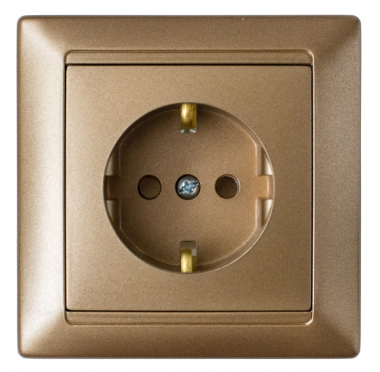 Фотография товара 'Bylectrica Розетка 1-местная СУ с заземляющим контактом со шторкой, серия СТИЛЬ, РС16-317 бронза'