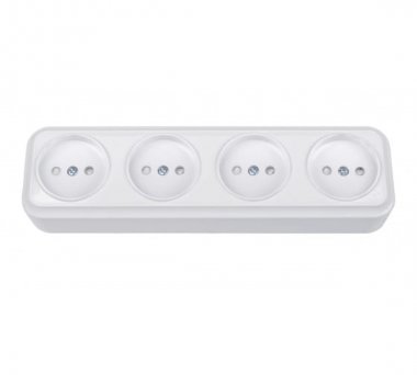 Фотография товара 'Bylectrica Розетка 4-местная ОУ со шторкой, серия ВАРИАНТ, РА16-0185'