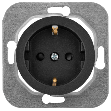 Фотография товара 'Bylectrica Механизм розетки 1-местной СУ с заземляющим контактом со шторкой, серия ПРОВАНС, РС16-1406 графит'