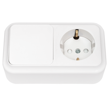 Фотография товара 'Bylectrica Блок 1 выключатель + розетка с заземляющим контактом ОУ со шторкой, серия ПРАЛЕСКА, В-РЦ-577'