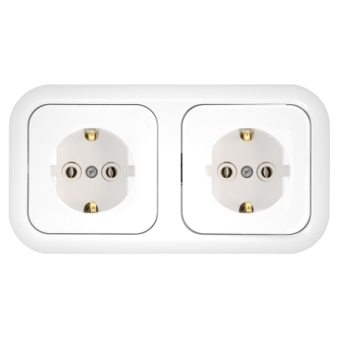 Фотография товара 'Bylectrica Розетка 2-местная СУ с заземляющим контактом на шинах, серия ГАРМОНИЯ, РС16-349'