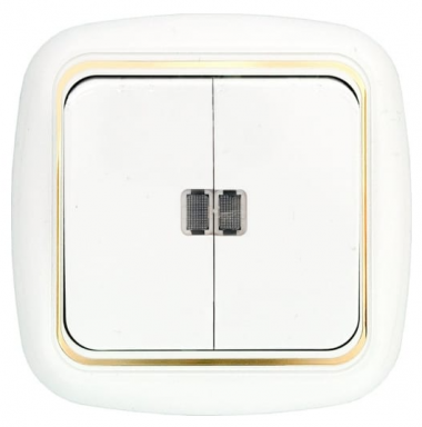 Фотография товара 'Bylectrica Выключатель 2-клавишная, скрытая установка 10А подсветкой, серия ГАРМОНИЯ ЛЮКС, С510-207 з'