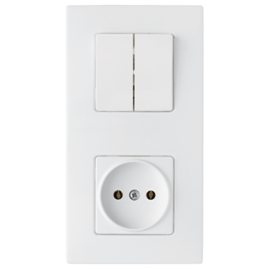 Фотография товара 'Bylectrica Блок 2 выключателя + розетка СУ, серия МАСТЕР, 2В-РЦ-7021'