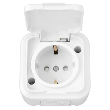 Фотография товара 'Bylectrica Розетка 1-местная ОУ с заземляющим контактом со шторкой IP54, серия ПРАЛЕСКА АКВА, РА16-097'