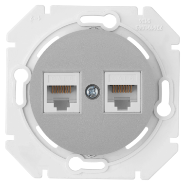 Фотография товара 'Bylectrica Механизм компьютерной розетки 2-местной кат 6е, СУ, серия ПРОВАНС, РК216-6312 серебро'