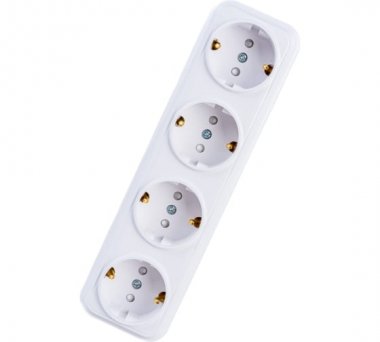 Фотография товара 'Bylectrica Розетка 4-местная ОУ с заземлением со шторкой, серия ВАРИАНТ, РА16-0186'