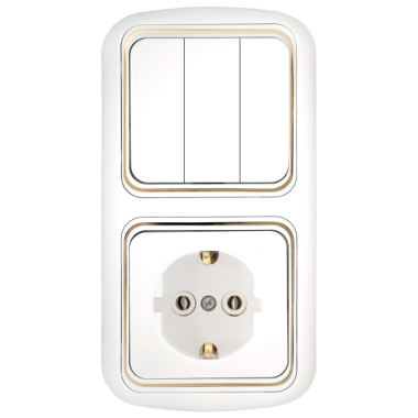 Фотография товара 'Bylectrica Блок 3 выключателя + розетка с заземляющим контактом СУ, серия ГАРМОНИЯ ЛЮКС, 3В-РЦ-499 з'