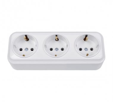 Фотография товара 'Bylectrica Розетка 3-местная ОУ с заземляющим контактом, серия ВАРИАНТ, РА16-0162'