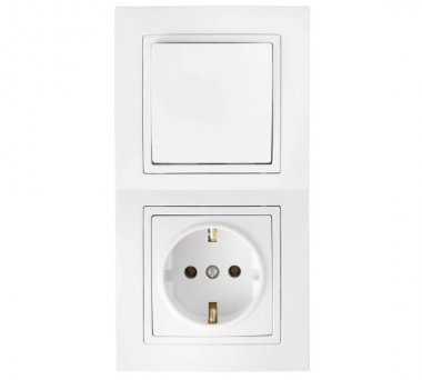 Фотография товара 'Bylectrica Блок 1 выключатель + розетка с заземляющим контактом скрытой установки, серия УЮТ, В-РЦ-729'