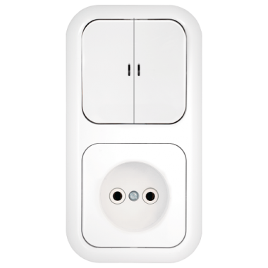 Фотография товара 'Bylectrica Блок 2-х клавишный выключатель + розетка скрытой установки с подсветкой, серия ГАРМОНИЯ, 2В-РЦ-671'