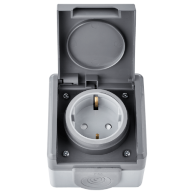 Фотография товара 'Bylectrica Розетка с заземляющим контактом, шторки, IP55, серия ПРАЛЕСКА АКВА, РА16-0152(03)'