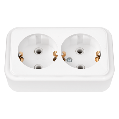 Фотография товара 'Bylectrica Розетка 2-местная ОУ с заземляющим контактом без монтажной панели, серия ПРАЛЕСКА, РА16-250'