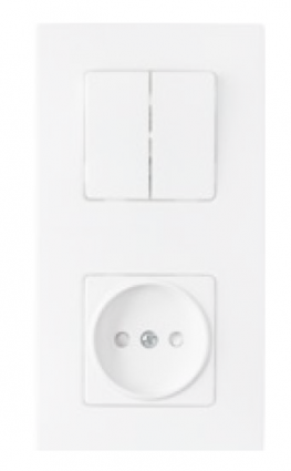 Фотография товара 'Bylectrica Блок 2 выключателя + розетка со шторкой СУ с подсветкой, серия МАСТЕР, 2В-РЦ-7025'