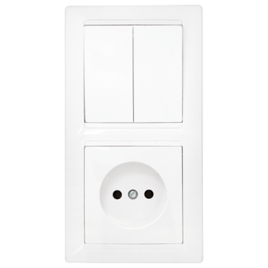 Фотография товара 'Bylectrica Блок (2 выключателя + розетка) СУ, серия СТИЛЬ, 2В-РЦ-687'