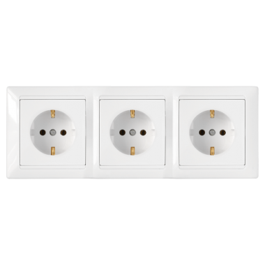 Фотография товара 'Bylectrica Розетка 3-местная СУ с заземляющим контактом на шинах, серия СТИЛЬ, РС16-354'