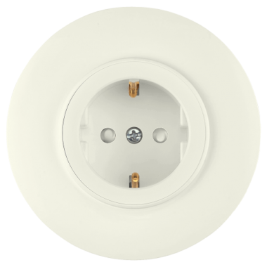 Фотография товара 'Bylectrica Розетка 1-местная СУ с заземляющим контактом со шторкой. (92 мм), серия ПРОВАНС круг, РС16-0406 бежевый'