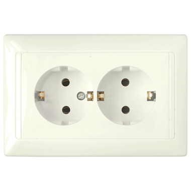 Фотография товара 'Bylectrica Розетка 2-местная СУ с заземляющим контактом, серия СТИЛЬ, РС16-313 бежевый'
