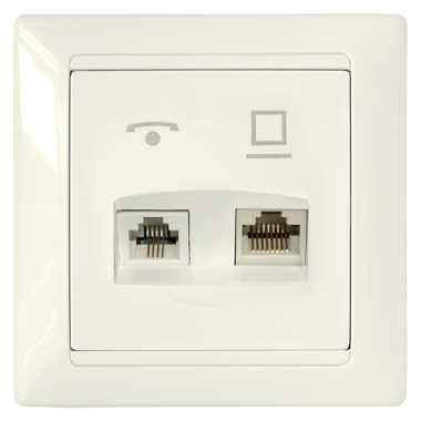 Фотография товара 'Bylectrica Розетка комбинированная оконечная (комп+тел), серия СТИЛЬ, ТРК-003 бежевый'