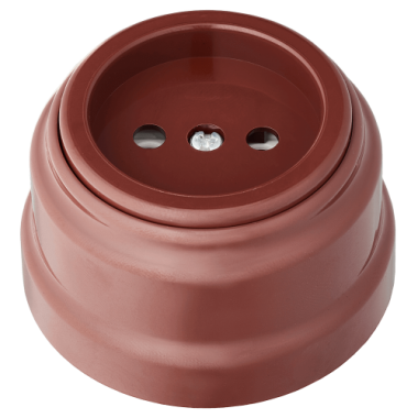 Фотография товара 'Bylectrica Розетка 1-местная без заземляющего контакта 16А ОУ, серия РЕТРО, РА16-0201 коричневый'