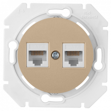 Фотография товара 'Bylectrica Механизм компьютерной розетки 2-местной кат 6е, СУ, серия ПРОВАНС, РК216-6312 шампань'
