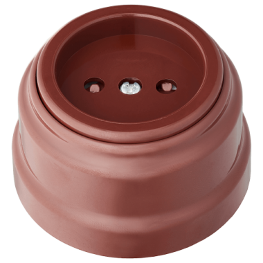 Фотография товара 'Bylectrica Розетка 1-местная без заземляющего контакта со шторками 16А ОУ, серия РЕТРО, РА16-0205 коричневый'