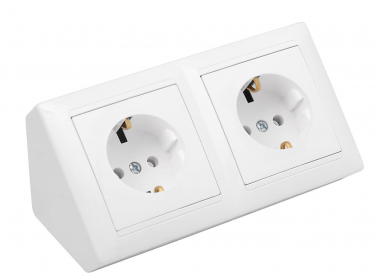 Фотография товара 'Bylectrica Блок угловой 2-ух местной розетки с заземляющим контактом со шторкой, серия СТИЛЬ, РА16-756'