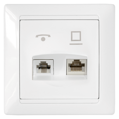 Фотография товара 'Bylectrica Розетка комбинированная оконечная (комп+тел), серия СТИЛЬ, ТРК-003'