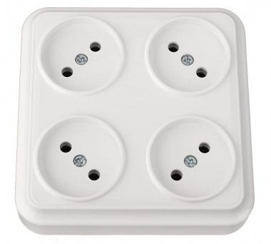 Фотография товара 'Bylectrica Розетка 4-местная ОУ, квадратная, серия ВАРИАНТ, РА16-0191'
