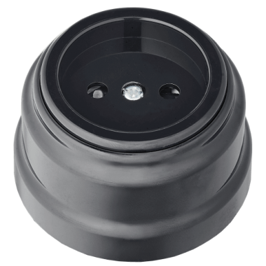 Фотография товара 'Bylectrica Розетка 1-местная без заземляющего контакта со шторками 16А ОУ, серия РЕТРО, РА16-0205 черный'