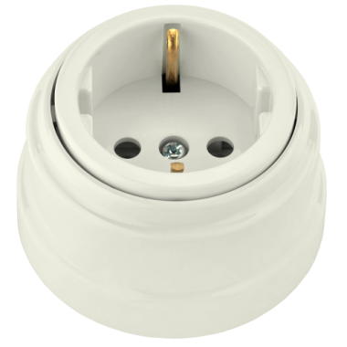 Фотография товара 'Bylectrica Розетка 1-местная с заземляющим контактом 16А ОУ, серия РЕТРО, РА16-0202 бежевый'