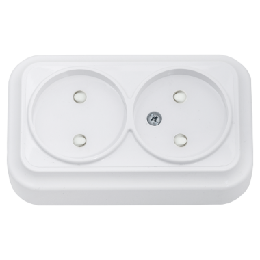 Фотография товара 'Bylectrica Розетка 2-местная ОУ со шторкой, серия ВАРИАНТ, РА16-0145'