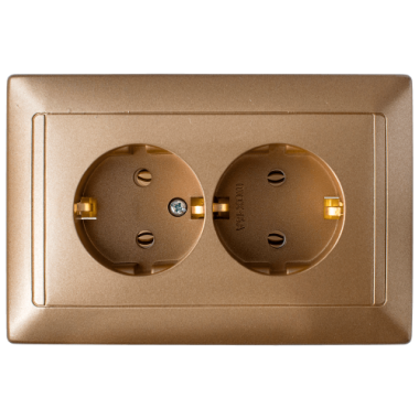 Фотография товара 'Bylectrica Розетка 2-местная СУ с заземляющим контактом, серия СТИЛЬ, РС16-313 бронза'