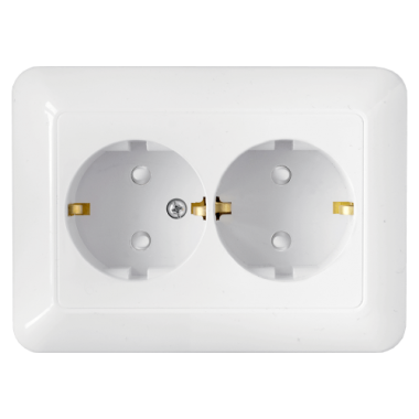 Фотография товара 'Bylectrica Розетка 2-местная СУ с заземляющим контактом со шторкой, серия ПАРИТЕТ, РС16-384'