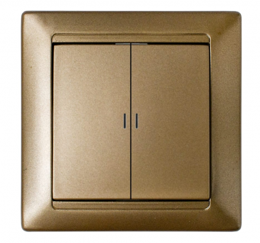 Фотография товара 'Bylectrica Выключатель 2-клавишный СУ с подсветкой, серия СТИЛЬ, С510-815 бронза'