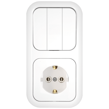 Фотография товара 'Bylectrica Блок 3 выключателя + розетка с заземляющим контактом СУ, серия ГАРМОНИЯ, 3В-РЦ-663'