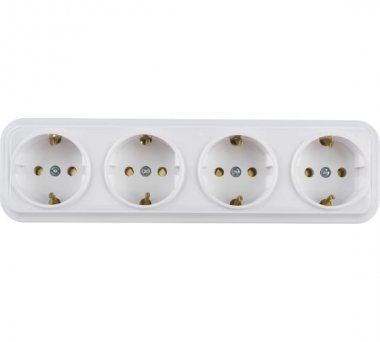 Фотография товара 'Bylectrica Розетка 4-местная ОУ с заземляющим контактом , серия ВАРИАНТ, РА16-0182'